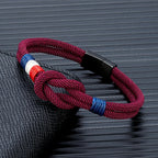 Bracelet avec noeud en corde bordeaux