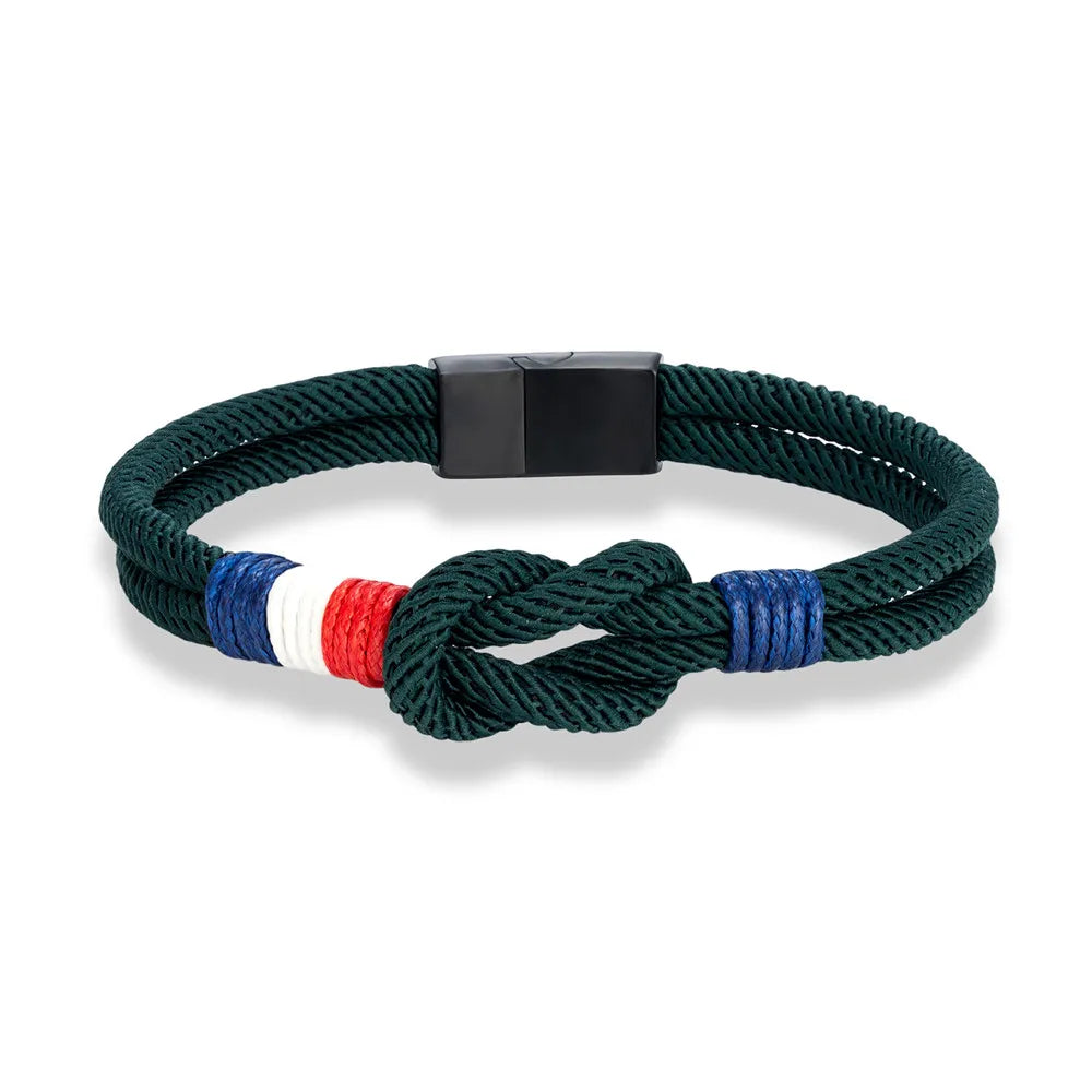 Bracelet avec noeud en corde vert