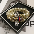 Bracelet avec perles abeille bleu