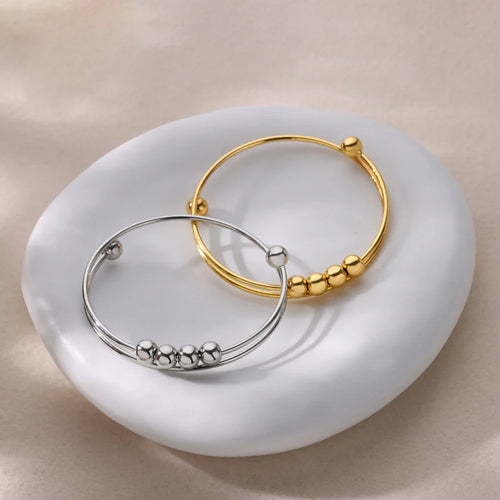 Bracelet avec Perles Rotatives Anti-Stress pour Homme ou Femme argent