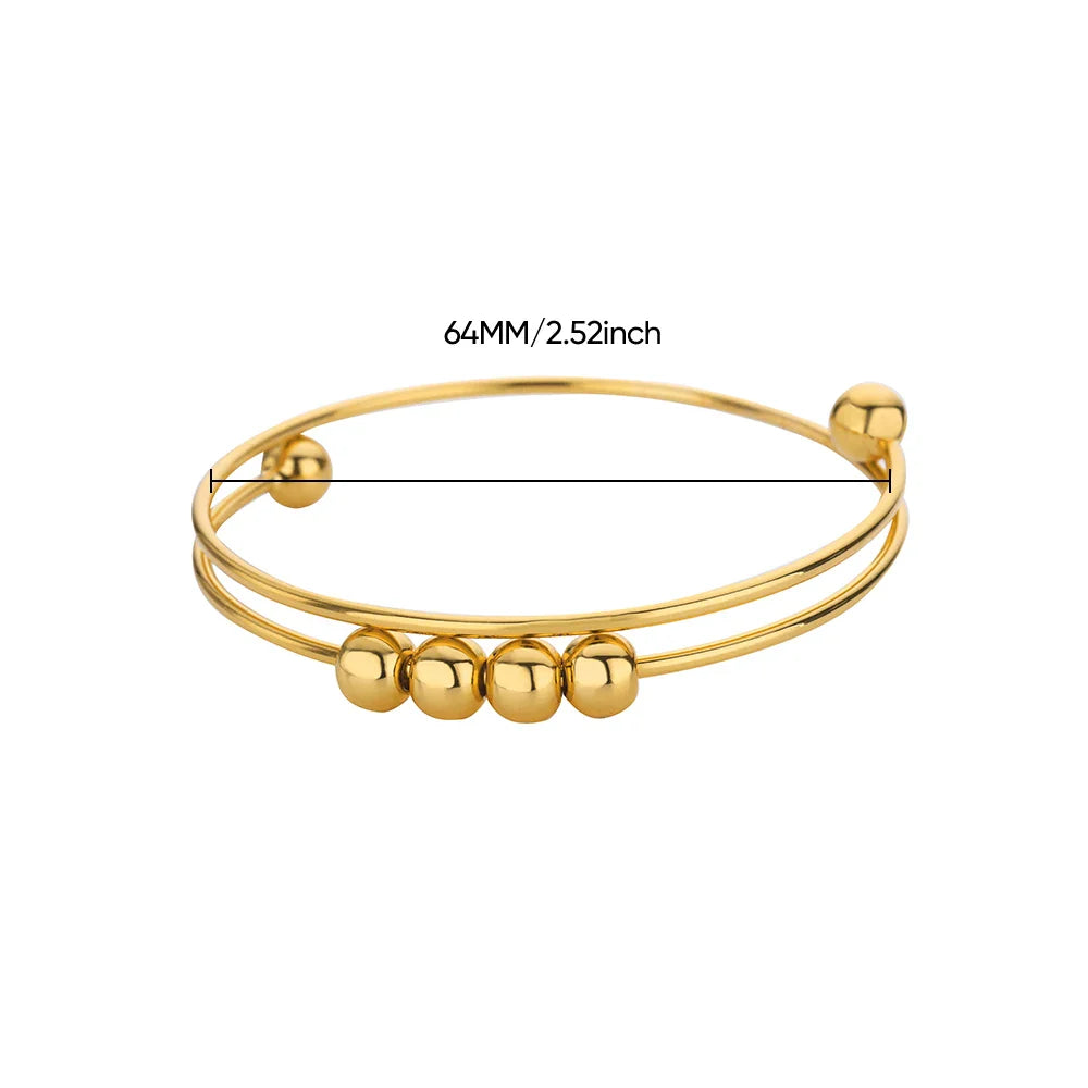Bracelet with Anti-Stress Rotating Beads for Men or Women gold