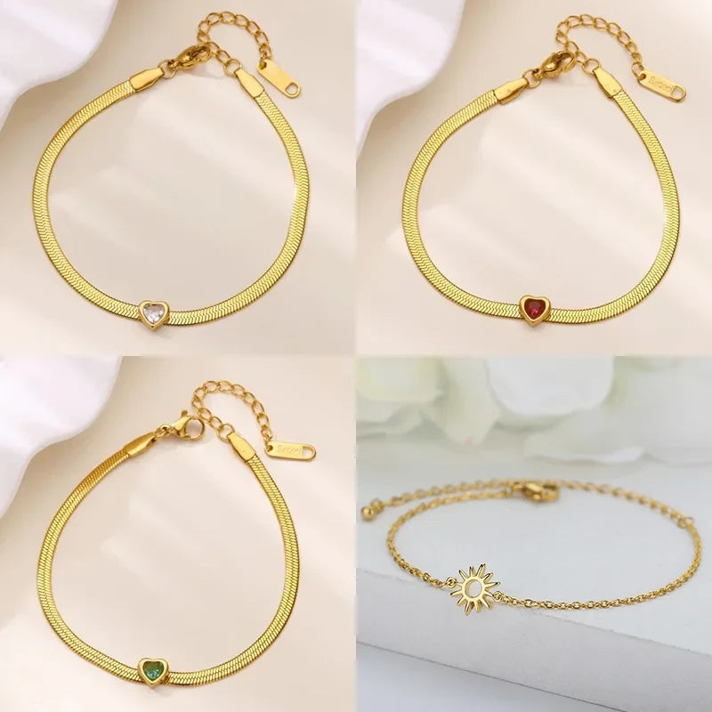 Bracelet avec pierre de naissance en forme de cœur
