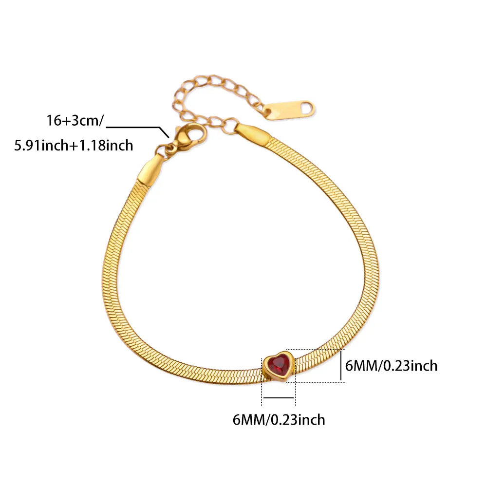 Bracelet avec pierre de naissance en forme de cœur
