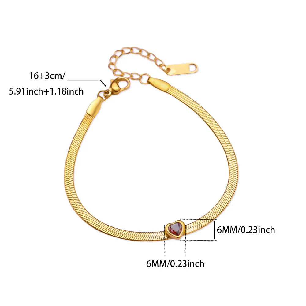 Bracelet avec pierre de naissance en forme de cœur