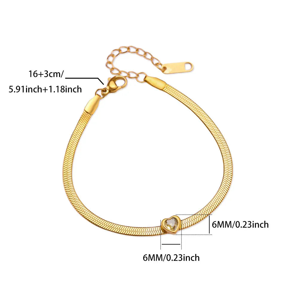 Bracelet avec pierre de naissance en forme de cœur