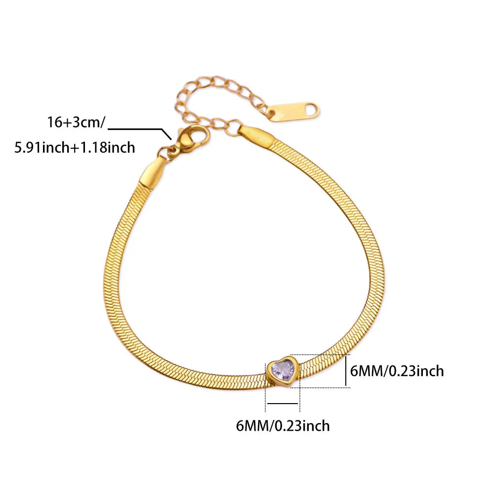 Bracelet avec pierre de naissance en forme de cœur