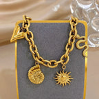 Bracelet with Sun and Shells for Men or Women gold