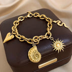 Bracelet with Sun and Shells for Men or Women gold