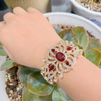 Bracelet avec strass et pierres arabe musulman mariage rouge