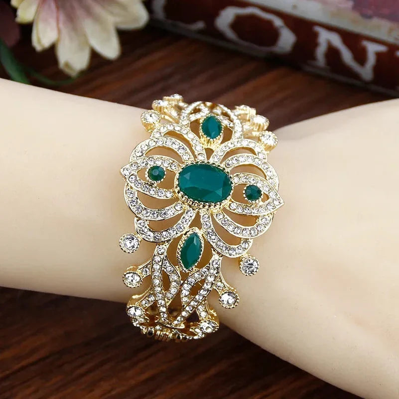Bracelet avec strass et pierres arabe musulman mariage vert