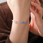 Bracelet avec symboles de protection oeil bleu, Chai et l'étoile de David argent