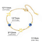 Bracelet avec symboles de protection oeil bleu, Chai et l'étoile de David or