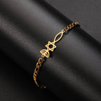 Bracelet avec symboles juifs Menorah et l'étoile de David or