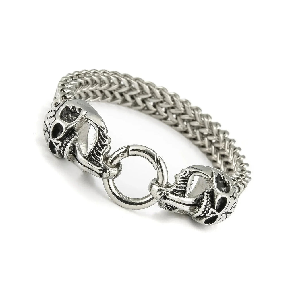 Bracelet with Skull Heads for Men silver