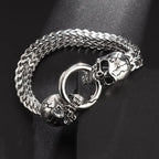 Bracelet with Skull Heads for Men silver