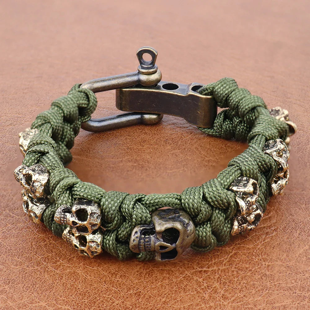 Bracelet with Green Skull Heads