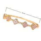 Bracelet with 4-Leaf Clover in Zircon and Stones