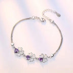 Bracelet with 4-Leaf Clovers with Purple Zircon