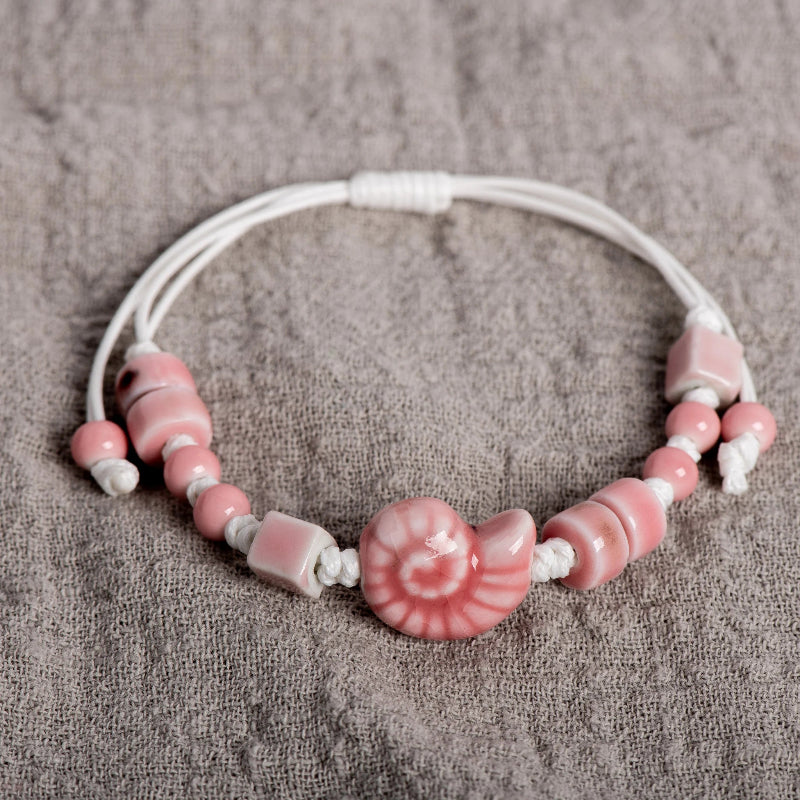 Bracelet Bohême Coquillage Escargot rose