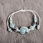 Bracelet Bohême Coquillage Escargot bleu