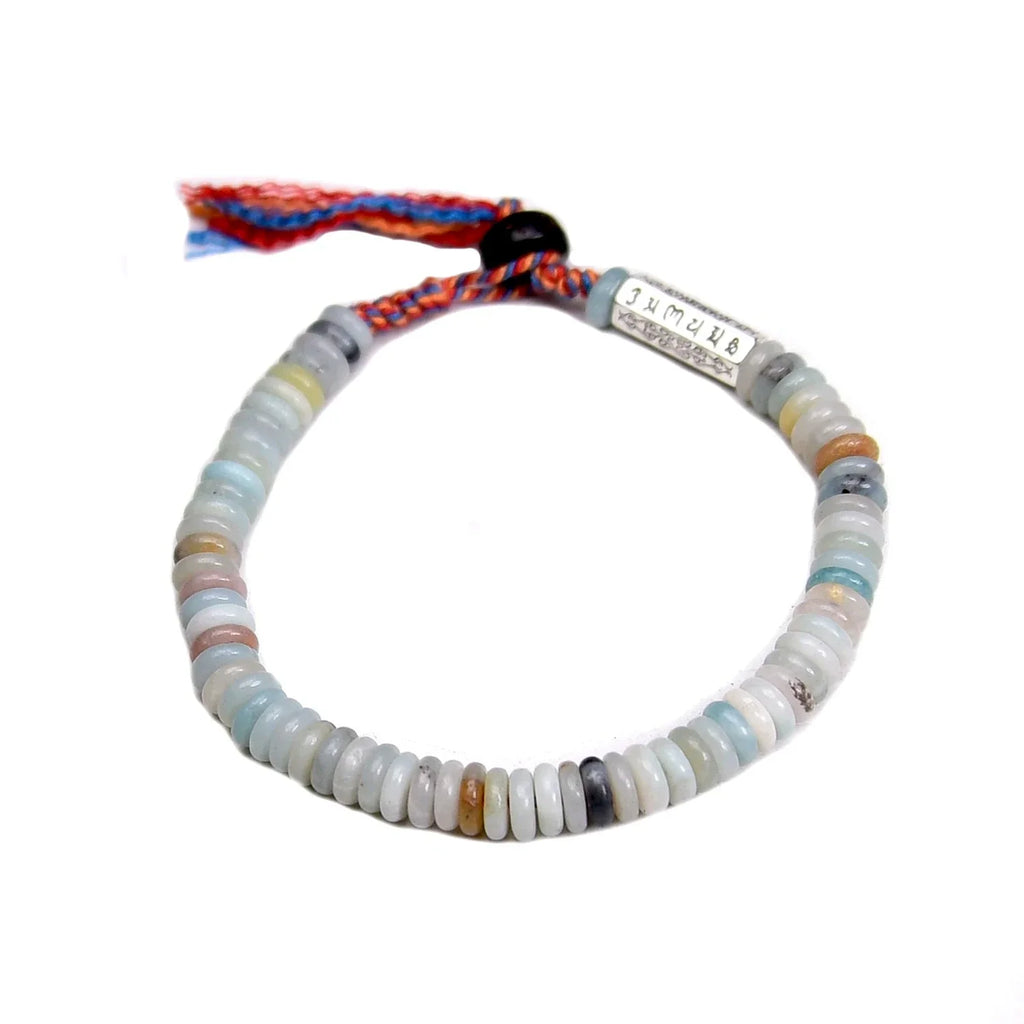 Tibetan Buddhist Bracelet with Amazonite Beads