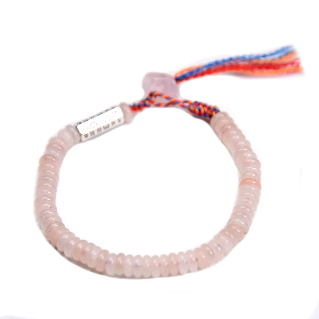 Tibetan Buddhist Bracelet with Pink Aventurine Beads