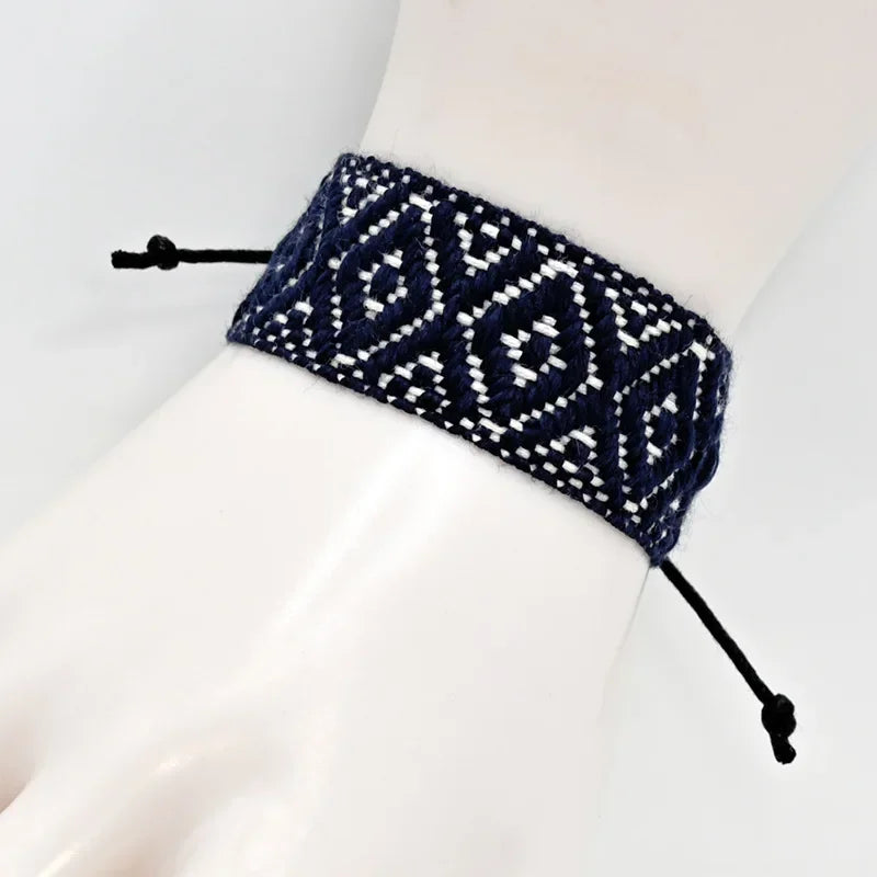 Bracelet Brésilien à Formes Géométriques Fait Main noir