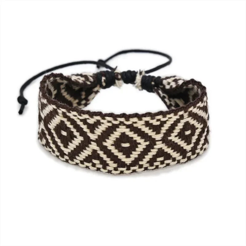 Bracelet Brésilien à Formes Géométriques Fait Main noir