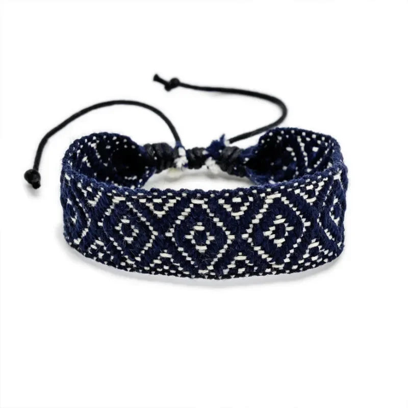 Bracelet Brésilien à Formes Géométriques Fait Main noir