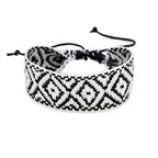Bracelet Brésilien à Formes Géométriques Fait Main noir et blanc