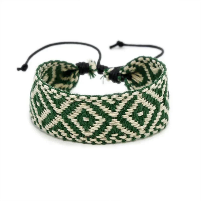 Bracelet Brésilien à Formes Géométriques Fait Main vert