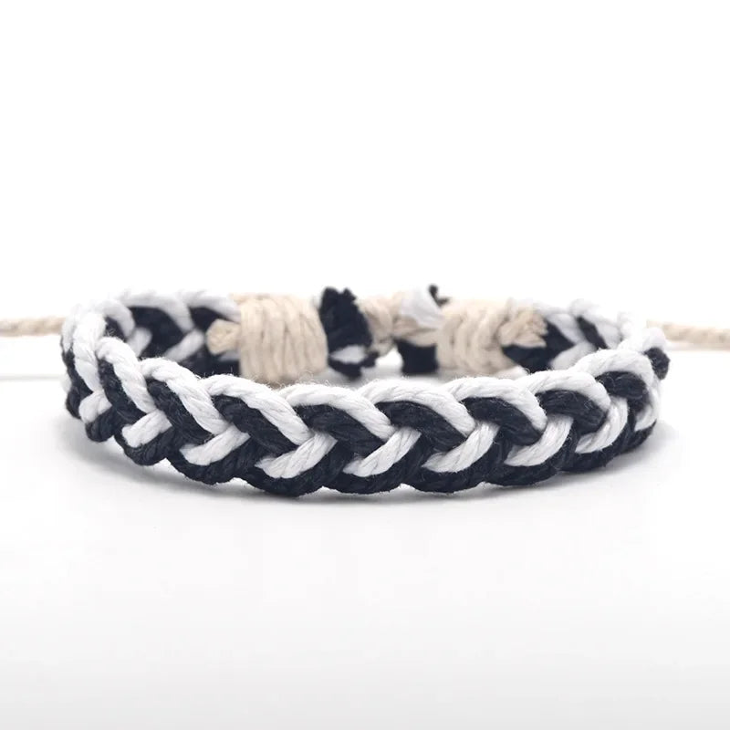 Bracelet Brésilien Artisanal Couleurs Naturelles blanc et noir
