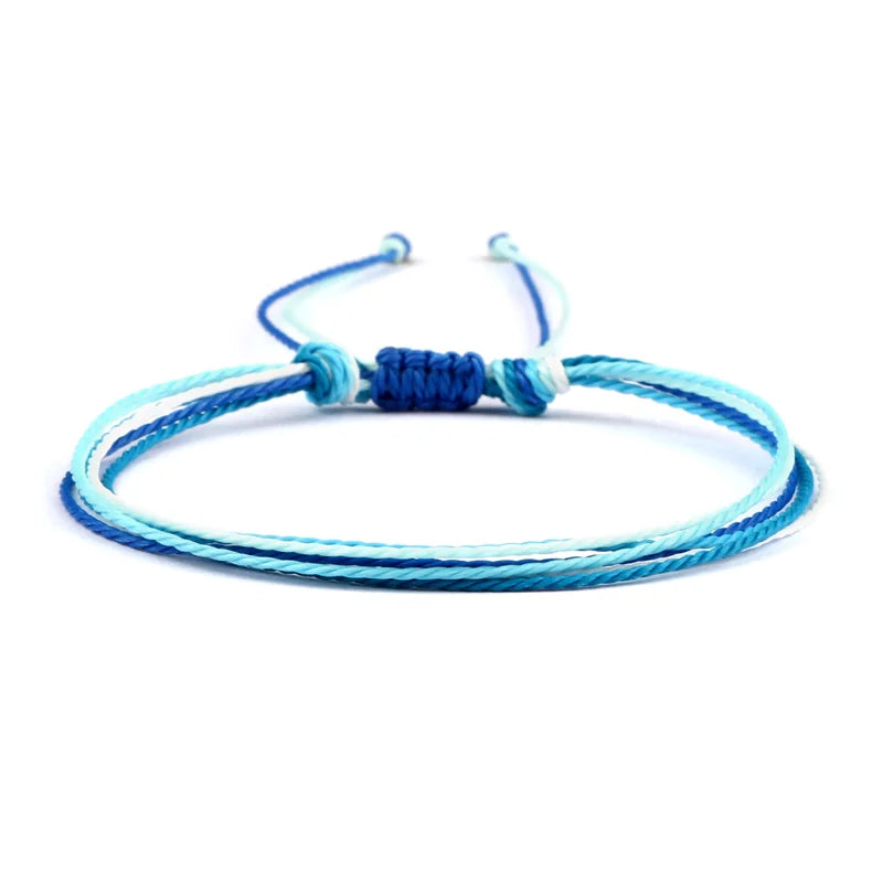 Bracelet Brésilien Bleu Fait Main blanc et bleu