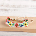 Bracelet Brésilien Boho Brodé Fait Main blanc