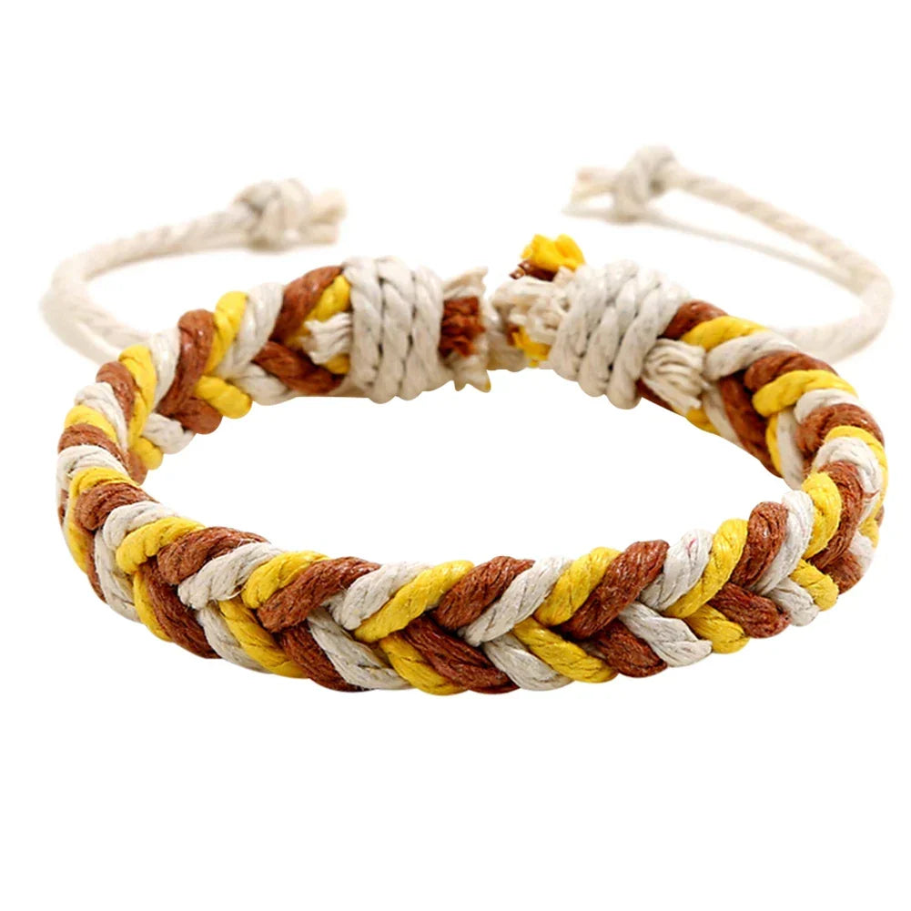 Bracelet Brésilien en Fil de Coton Effet Naturel jaune