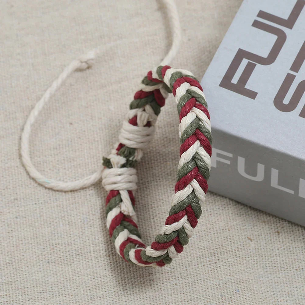 Bracelet Brésilien en Fil de Coton Effet Naturel rouge