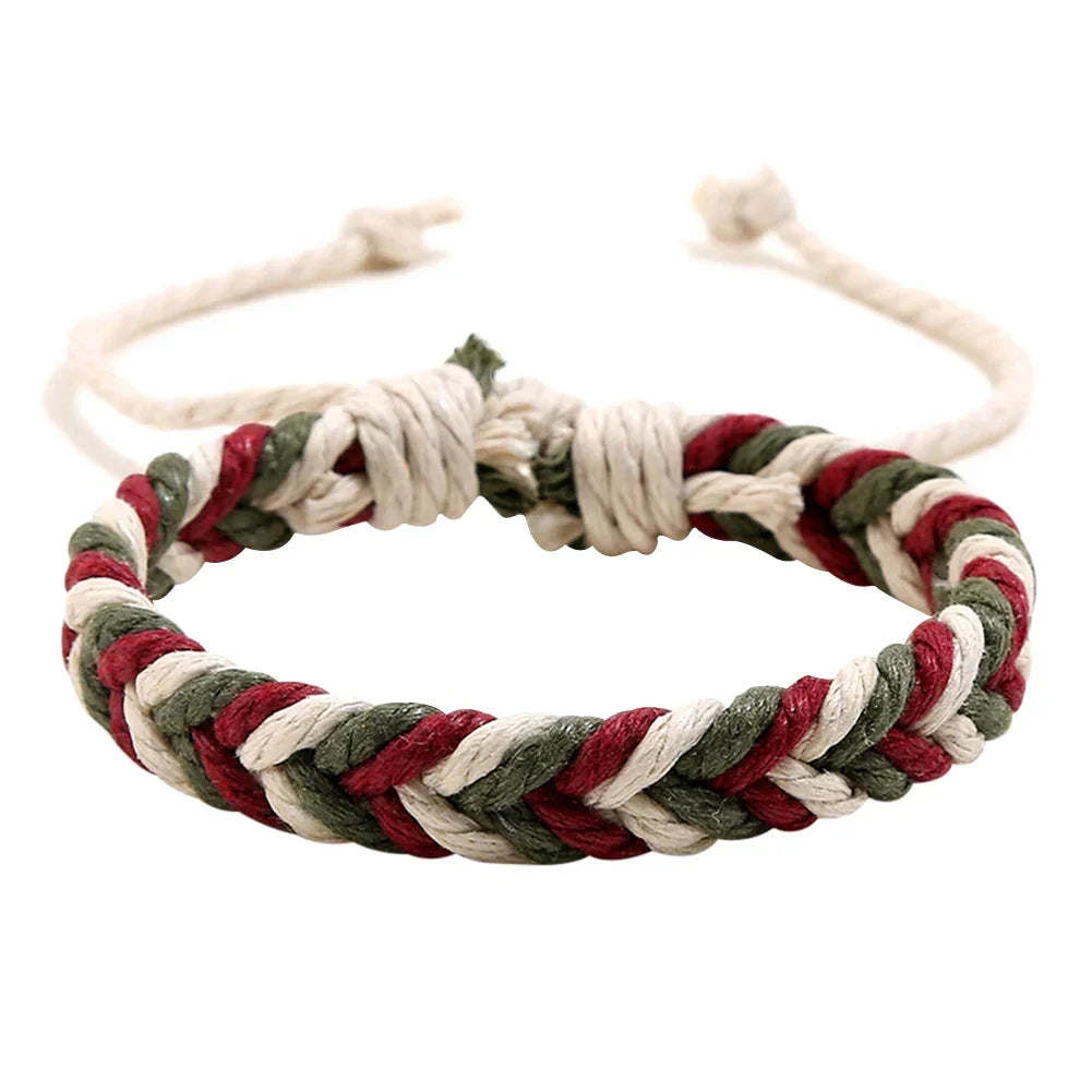 Bracelet Brésilien en Fil de Coton Effet Naturel rouge