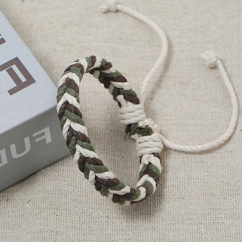Bracelet Brésilien en Fil de Coton Effet Naturel vert