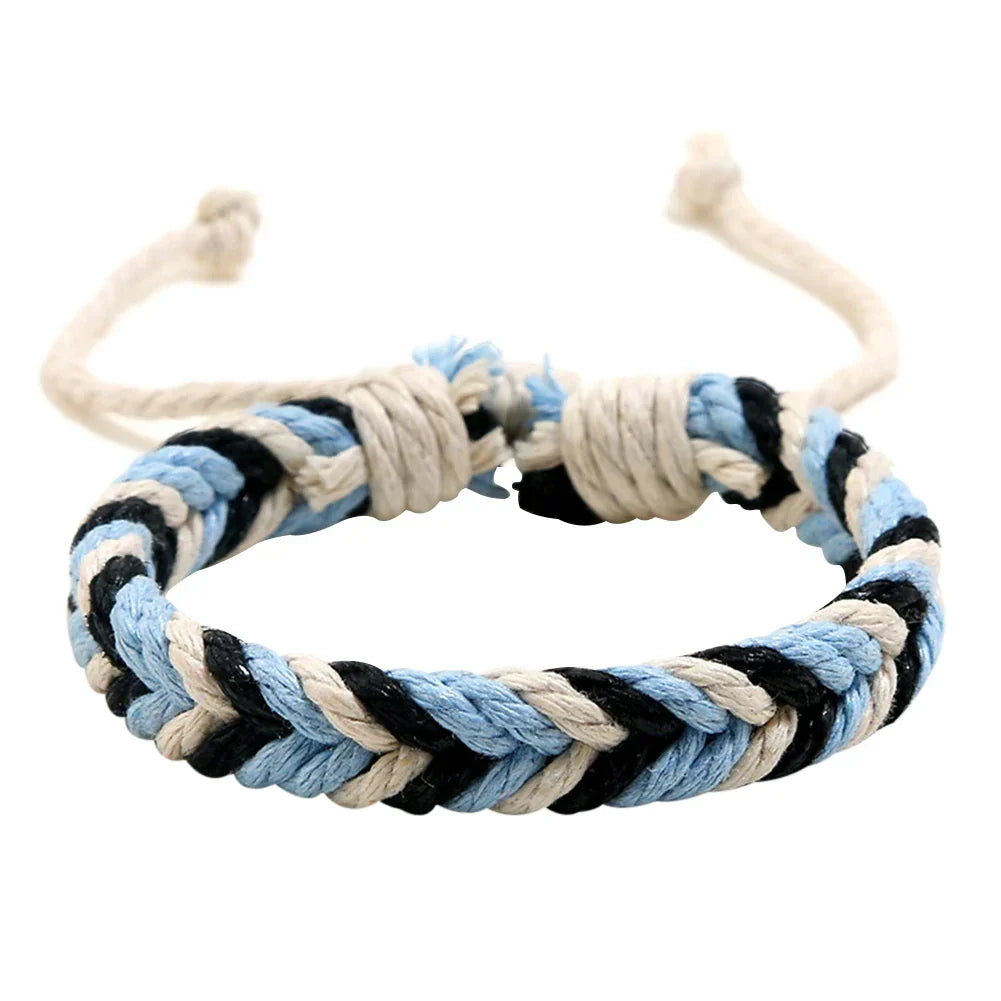 Bracelet Brésilien en Fil de Coton Effet Naturel bleu