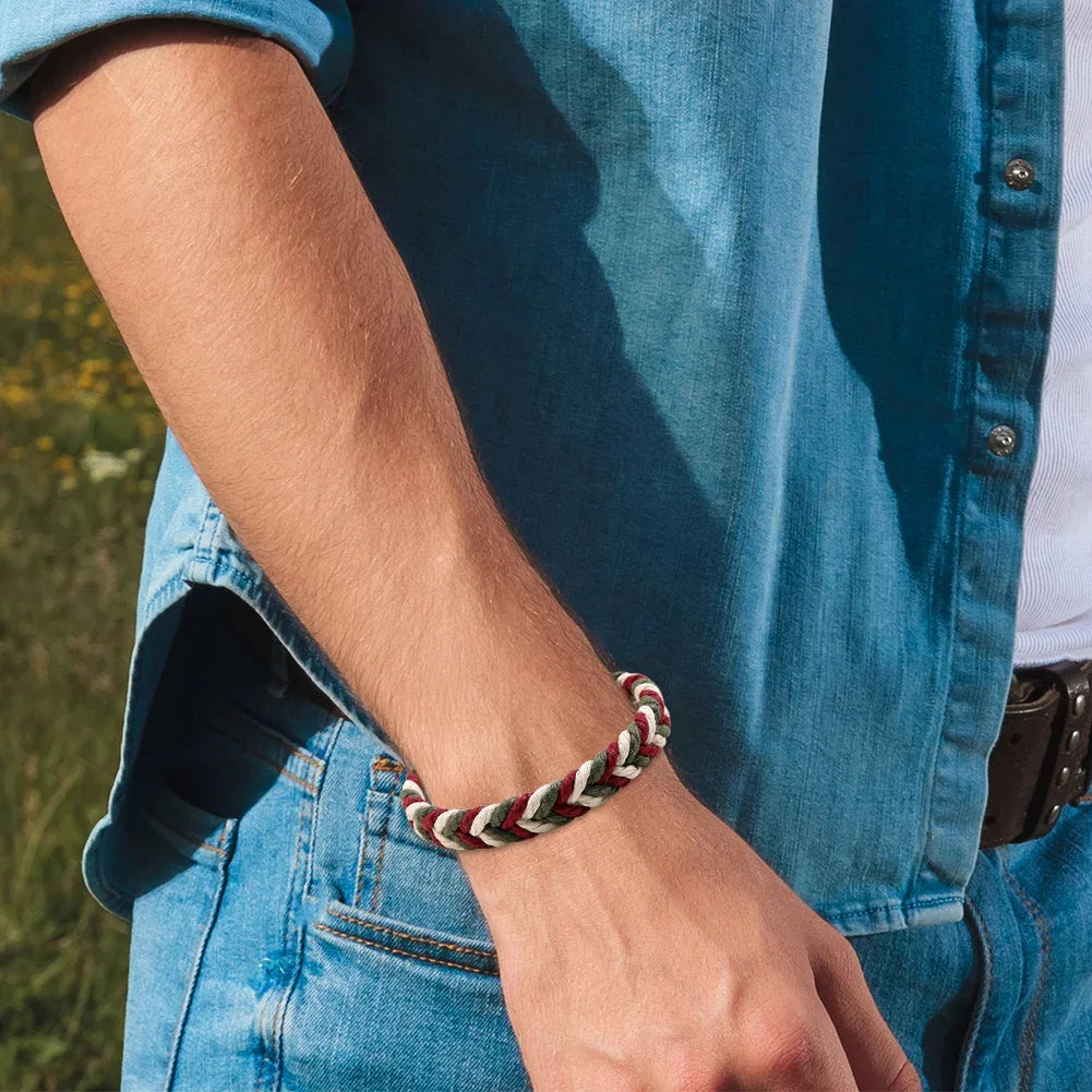 Bracelet Brésilien en Fil de Coton Effet Naturel rouge