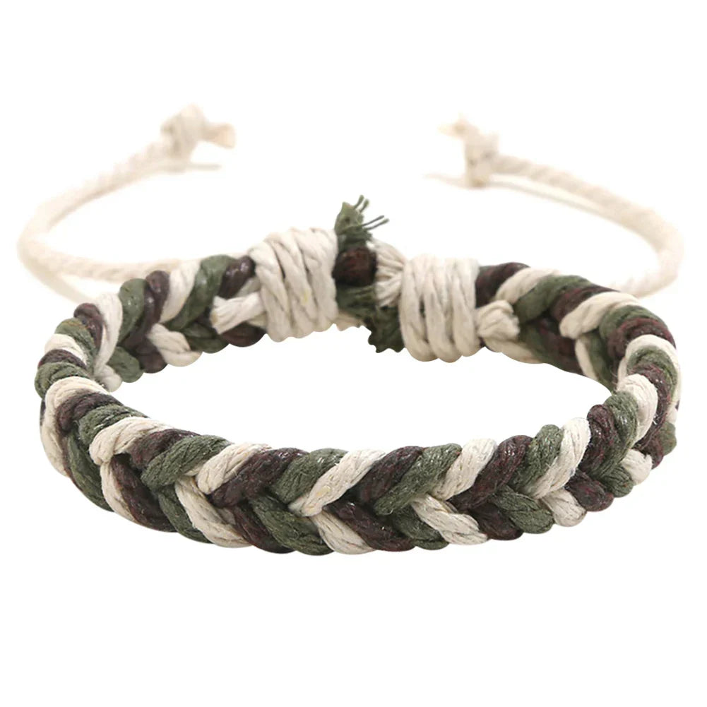 Bracelet Brésilien en Fil de Coton Effet Naturel vert