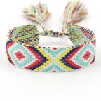 Bracelet Brésilien Large à Motifs Géométriques bleu turquoise