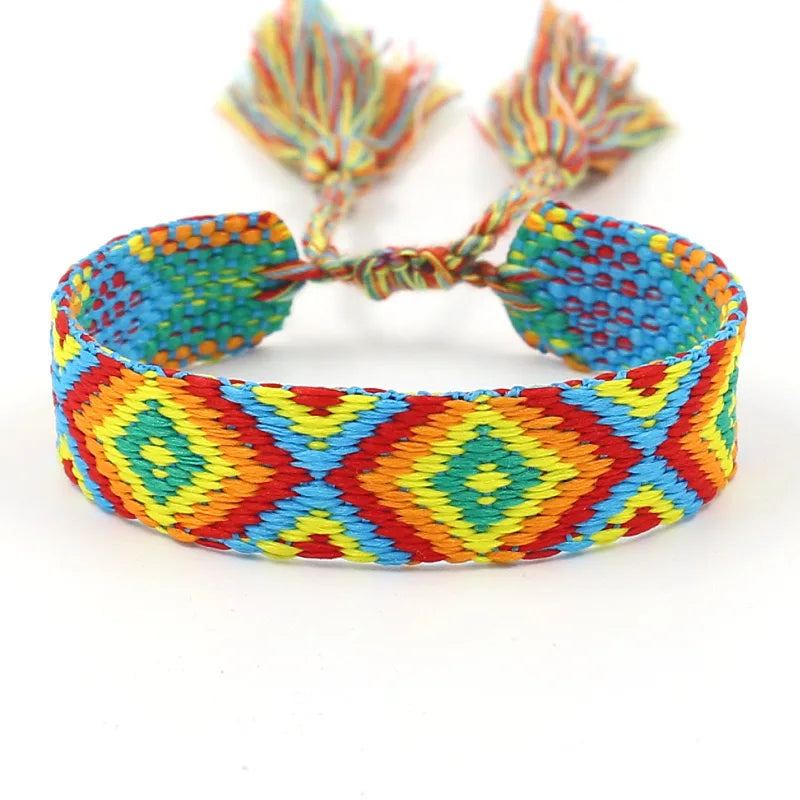 Bracelet Brésilien Large à Motifs Géométriques jaune