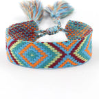 Bracelet Brésilien Large à Motifs Géométriques orange