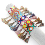Bracelet Brésilien Large à Motifs Géométriques vert