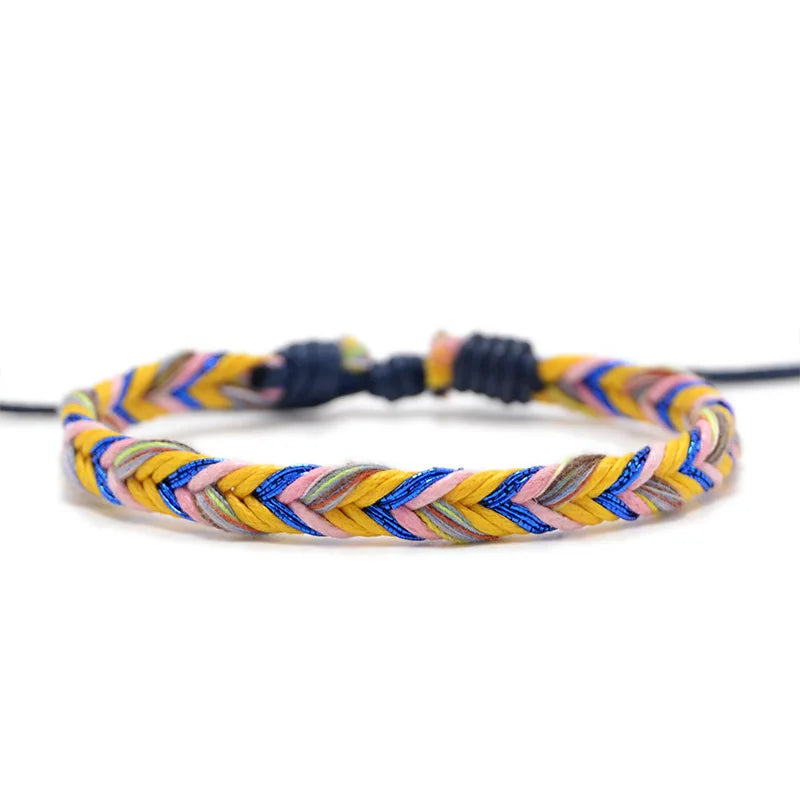 Bracelet Brésilien Minimaliste en Fil de Coton jaune
