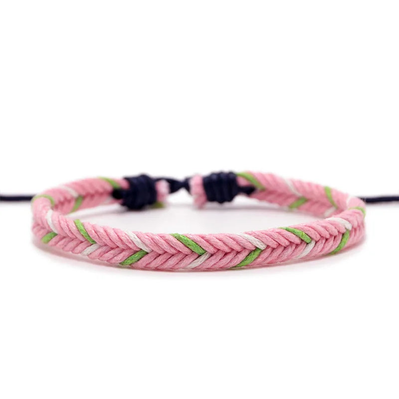 Bracelet Brésilien Minimaliste en Fil de Coton rose