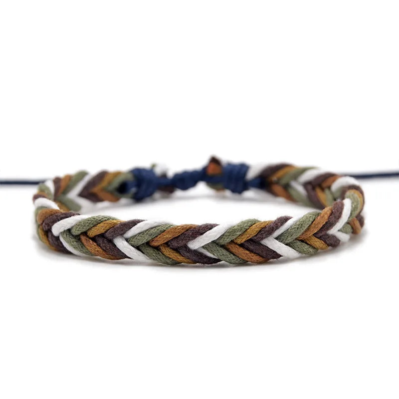 Bracelet Brésilien Minimaliste en Fil de Coton vert et blanc