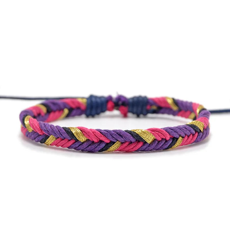 Bracelet Brésilien Minimaliste en Fil de Coton violet