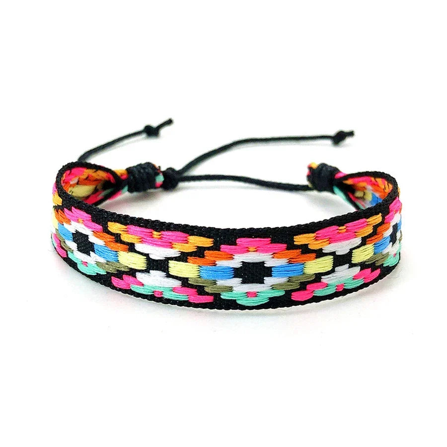 Bracelet Brésilien Mixte Style Vacances rose et noir